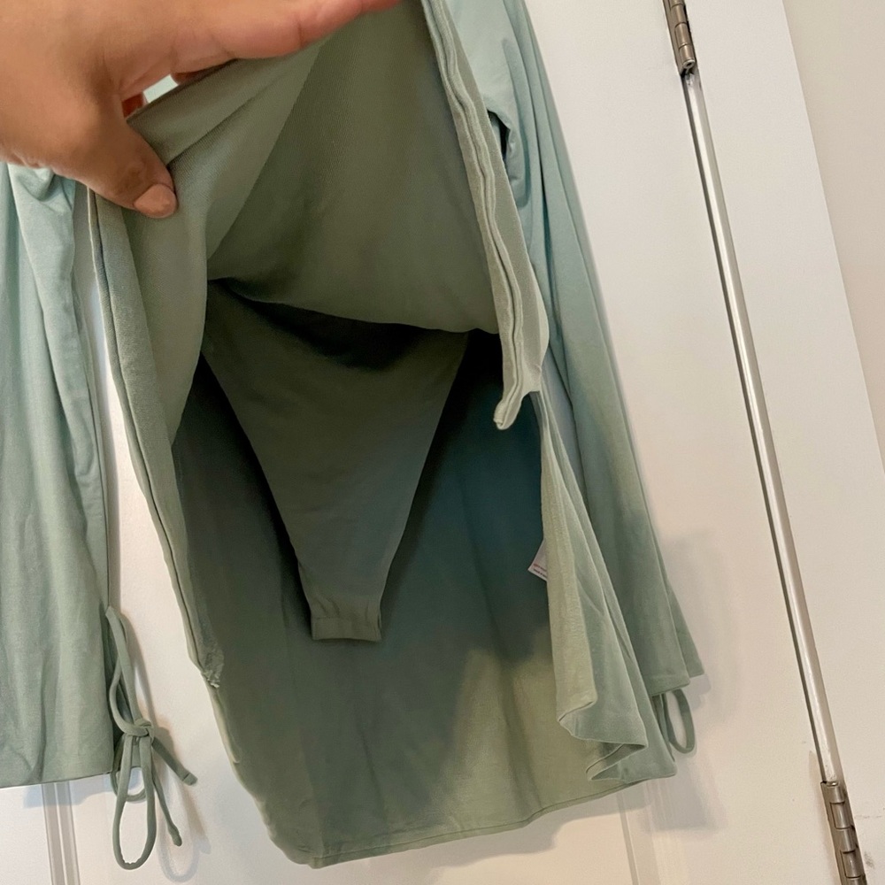 Square Neck Long Sleeve Mini Dress in Sage - Picture 5 of 5
